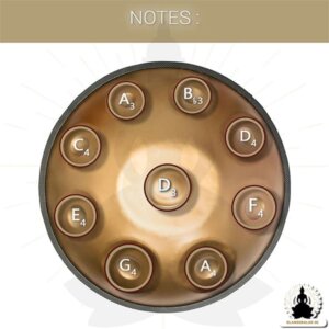 9 Noter Handpan – Guld – D Moll – Tillbehör medföljer (6)