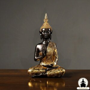 Buddha Staty Handgjord Golden Resin Buddha Zen Meditation Decoration (2)