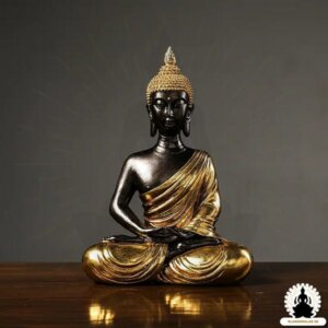 Buddha Staty Handgjord Golden Resin Buddha Zen Meditation Decoration (4)