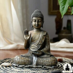 Buddha Staty Handgjord och handmålad Buddha Statue i harts (21,5 cm) Zen Meditation Decoration (1)