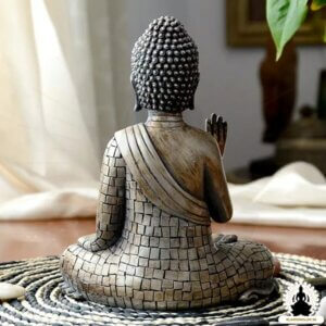 Buddha Staty Handgjord och handmålad Buddha Statue i harts (21,5 cm) Zen Meditation Decoration (3)