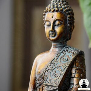 Buddha Staty Handgjord thailändsk Buddha-staty i harts (23 cm) Zen Meditation Decoration (2)