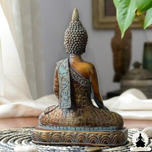 Buddha Staty Handgjord thailändsk Buddha-staty i harts (23 cm) Zen Meditation Decoration (3)